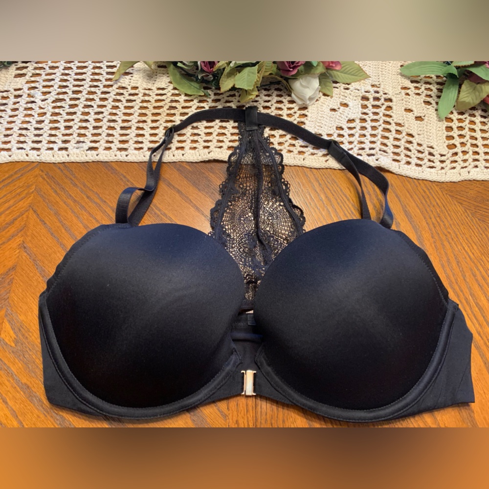 Sexy Cacique 40D Bra, Front Closure, Elegant Lace Racer Back Strap